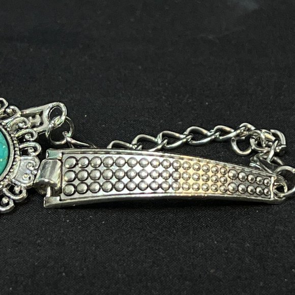 Vintage Silver Tone Faux Turquois Bracelet (4055) - Picture 3 of 8